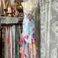 Robe de soirée sirène sans bretelles à imprimé floral vintage DP6379