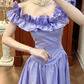 Vintage Lavendel Rüschen-Ballkleid mit Carmen-Ausschnitt für Sweet 16 Quinceañera DP7943