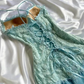 Blue Straps A-Line Lace Midi Vintage Party Dress Birthday Outfits, DP3292