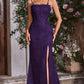 Elegant Spaghetti Strap Mermaid Floral Lace Applique & Glitter Tulle Prom Gown DP8177