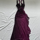Purple Sweatheart Shiny Ruffle Vintage Long Party Dress, DP2518