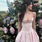 Elegant Pink Sweetheart Strapless Corset Satin Floor Length Ball Gown DP8662