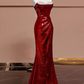 Charming Red Strapless Sequins Mermaid Long Evening Party Dress DP3873