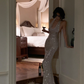 Sexy Silver Halter Neck Backless Mermaid Sequins Long Evening Party Dress, DP5413