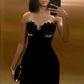 Black Sweetheart Velvet Short Party Dress Cocktail Dress, DP2868