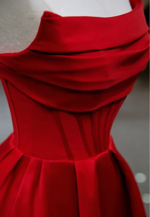 Charming Red Strapless A-Line Long Prom Gown Occasion Dress, DP3473