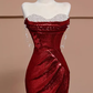 Charming Red Strapless Sequins Mermaid Long Evening Party Dress DP3873