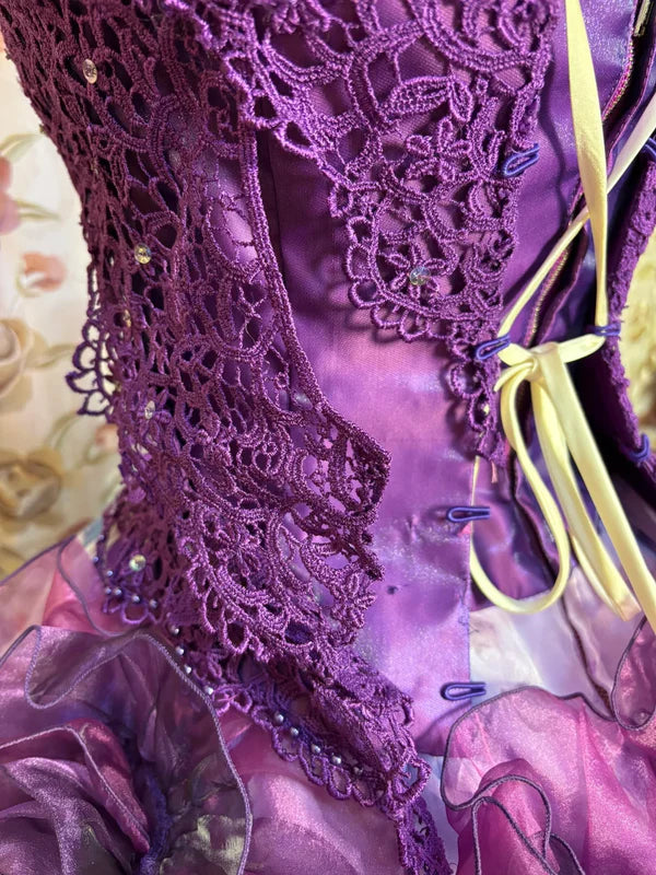 Gorgeous Lilac Floral Spaghetti Strap Chiffon Sweet 16 Quinceanera A-Line Evening Dress Ball Gown DP6285