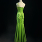 Grünes One-Shoulder Meerjungfrau Perlenbesetztes Vintage Langes Abendkleid, DP5330