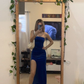 Royal Blue Strapless Velvet Sheath Long Party Dress Guest Dress, DP3405