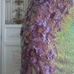 Sparkly Iridescent Pink Sequin Mermaid Evening Gown Floral Applique & Slit Prom Dress DP8298