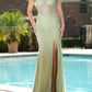 Elegant Dusty Rose Beaded Mermaid Sheer Corset Bodice & High Slit Prom Dress DP8179