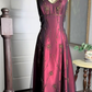 Burgunderrotes Neckholder-A-Linien-Abendkleid mit Perlenbesatz im 90er-Jahre-Vintage-Stil, langes Ballkleid, DP4469