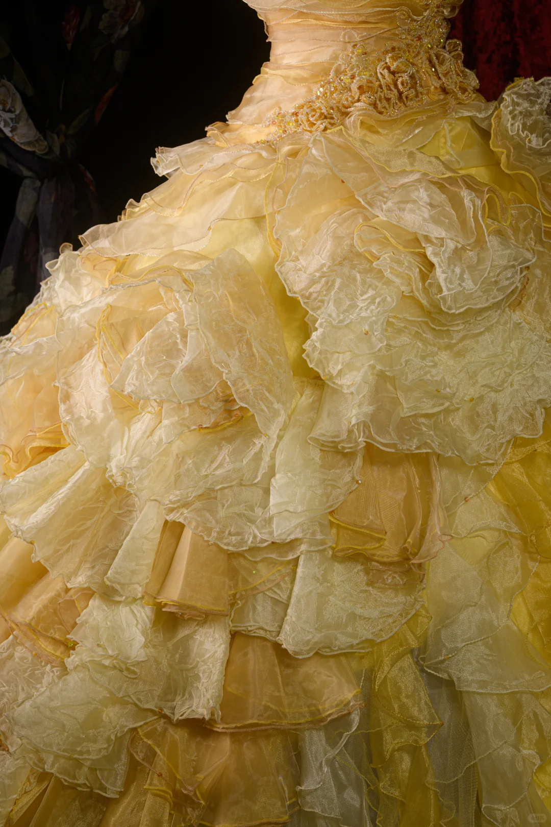 Gorgeous Yellow Layered Ruffle Glitter Tulle Sweet 16 Quinceanera Ball Gown  DP7416