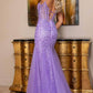Glamorous Lace Sequined Prom Dress Spaghetti Straps Tulle Evening Gown DP8023