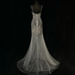Vintage Silver Beaded Spaghetti Strap Prom Dress Romantic Mermaid Tulle Train Evening Gown DP7117