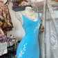 Vintage Light Blue Floral Appliques Tiered Ruffle Prom Dress DP8337