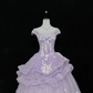 Chic Lavender Off-the-Shoulder 3D Floral Applique Bow Sweet 16 Quinceanera Ball Gown DP7369