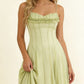 Vintage Sage Green Spaghetti Strap A-Line Evening Gown DP8272