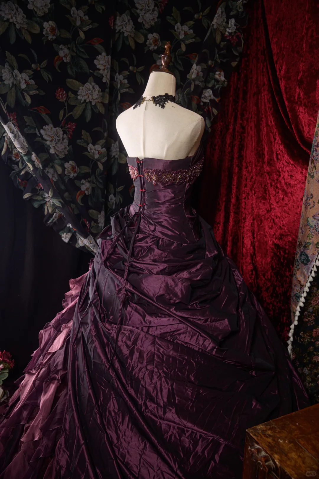 Glamorous Dark Purple Satin Ruffled Sweetheart Beaded Sweet 16 Quinceanera Ball Gown DP7306