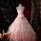 Glamorous Pink Tiered Strapless Lace Floral Sweet 16 Quinceanera Ball Gown DP7410