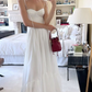 White Spaghetti Straps A-Line Fashion Summer Dress Long Party Dress, DP3207
