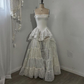 Elegant Ivory  Straps A-Line Lace Long Formal Party Dress Vintage Wedding Dress, DP5190