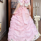 Vintage-Ballkleid für Sweet 16 Quinceañera mit gerafftem Organza-Spitzenbesatz DP7940