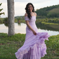 Elegant Lavender Off-the-Shoulder Tiered Tulle A-Line Prom Dress DP8457