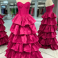 Sweetheart Dark Green Ruffles A-line Formal Party Dress, DP2011