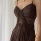 Vintage Straps Party Dress Brown A-Line Evening Dress, DP2280