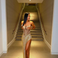 Sexy Long Black Girl Prom Dress Mermaid Sweetheart Gold Sequins Evening Gown, DP2389