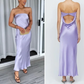 Elegant Lilac Strapless Satin Simple Party Dress, DP2265