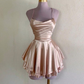 White A-Line Satin Short Party Dress Simple Homecoming Dress, DP2968