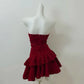 Vintage Burgundy Shiny Beaded A-Line Strapless Homecoming Dress Party Dress Cocktail Dress DP6685