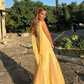 Light Yellow Straps A-Line Long Party Dress Wedding Guest Dress,DP1911