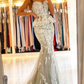 Gray Sweetheart Neck Lace Mermaid Long Prom Dress Formal Dress,DP0224