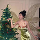 Vintage Green Floral Mermaid Spaghetti Strap Design Satin Prom Dress Evening Dress DP6235
