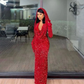 Mermaid Sequin Black Floor Length Black Girl Prom Dresses, DP2369