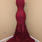 Burgundy Mermaid Prom Dress Long Evening Gowns,DP0221