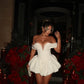 Sexy Ivory Satin Off-the-shoulder Sweetheart Short A-Line Party Dress Cocktail Dress Homecoming Dress DP6490