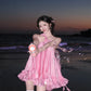 Cute Pink Ruffle Short A-Line Satin Party Dress Cocktail Dress Homecoming Dress DP6495