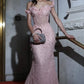 Elegant Off-the-Shoulder Sheer Corset Mermaid Prom Dress 3D Floral Beaded Evening Gown DP8221