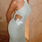 Charming Aqua Chiffon Butterfly Design Prom Dress Sheath Halter-neck Evening Dress Long Formal Dress DP6690