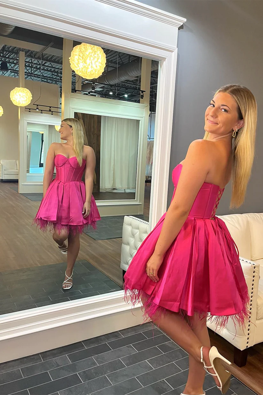 Sweetheart Fuchsia A-line Short Homecoming Dress, DP2331