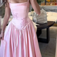Wunderschönes rosa Spaghettiträger-A-Linien-Satin-Partykleid mit Herzausschnitt, Brautjungfernkleid DP6302