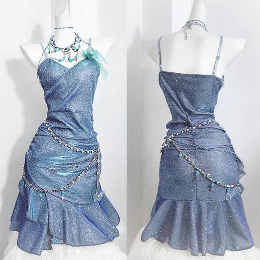 Vintage Shiny Beaded Homecoming Dress Spaghetti Strap Sheath Party Dress Short Cocktail Dress  DP6624