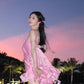 Cute Pink Ruffle Short A-Line Satin Party Dress Cocktail Dress Homecoming Dress DP6495