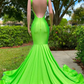 Charming Open Back Long Mermaid Beding Black Girl Prom Dress, DP2314