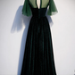 Green Velvet A-Line Long Prom Dress, Green Formal Evening Dress, DP3185
